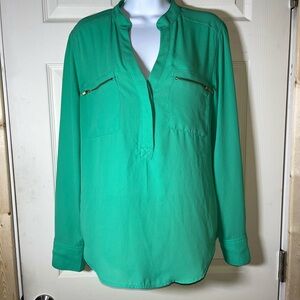 HeartSoul‎ Teal Blouse with Zipper Accents